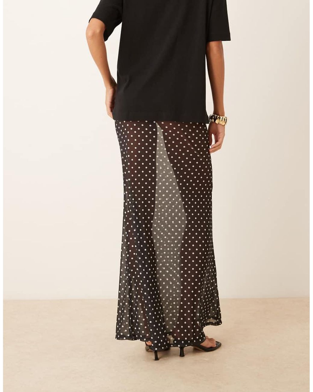 ASOS Natural Mesh Sheer Maxi Skirt