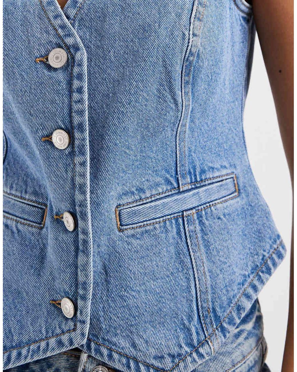 New Look Blue Denim Waistcoat