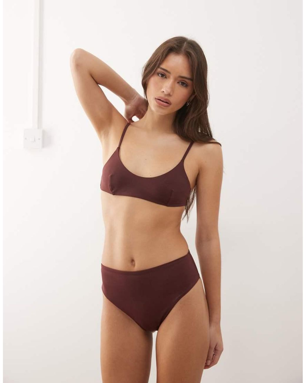 Weekday Brown Mix & Match High Waist Bikini Bottoms