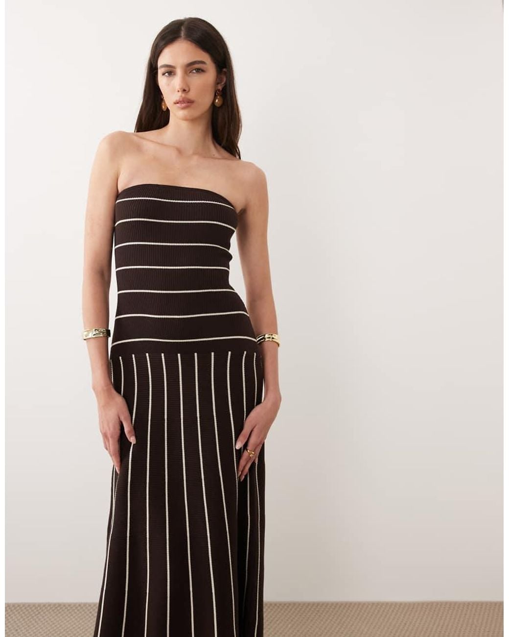 Pretty Lavish Multicolor Knit Bandeau Midi Dress
