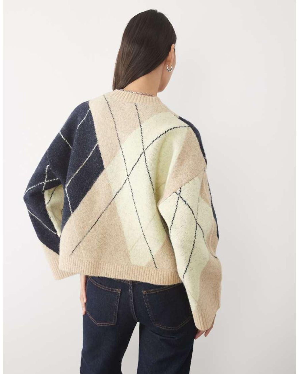 ASOS Natural Argyle Sweater