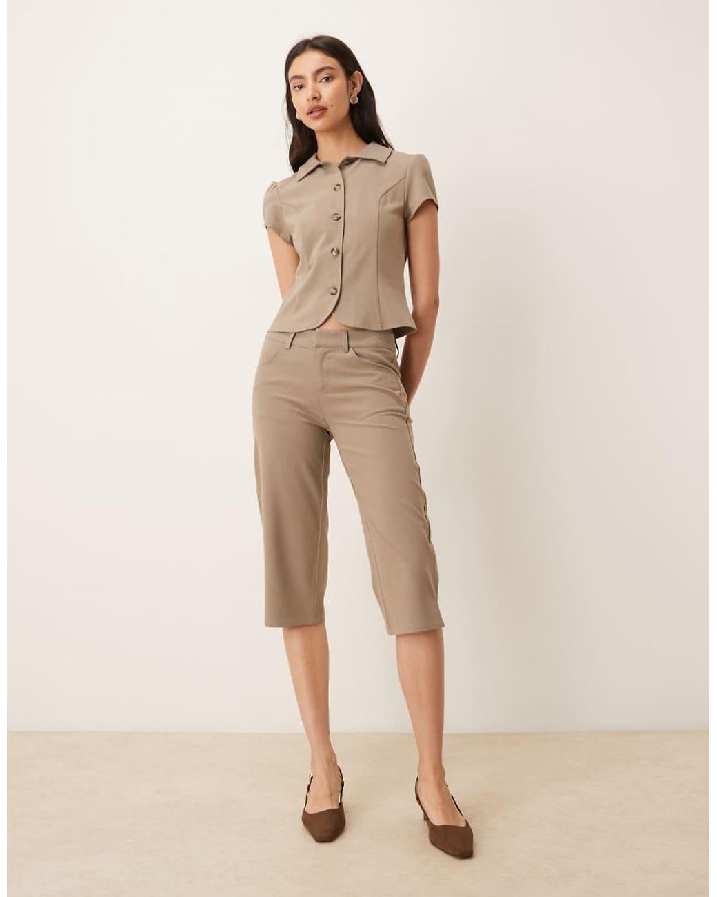 Motel Brown Maorah Tailored Collared Blouse