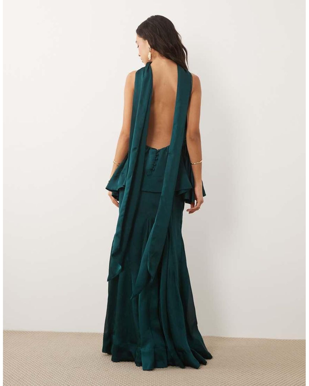 ASOS Blue Layered Tiered Cami Maxi Dress With Scarf Detail