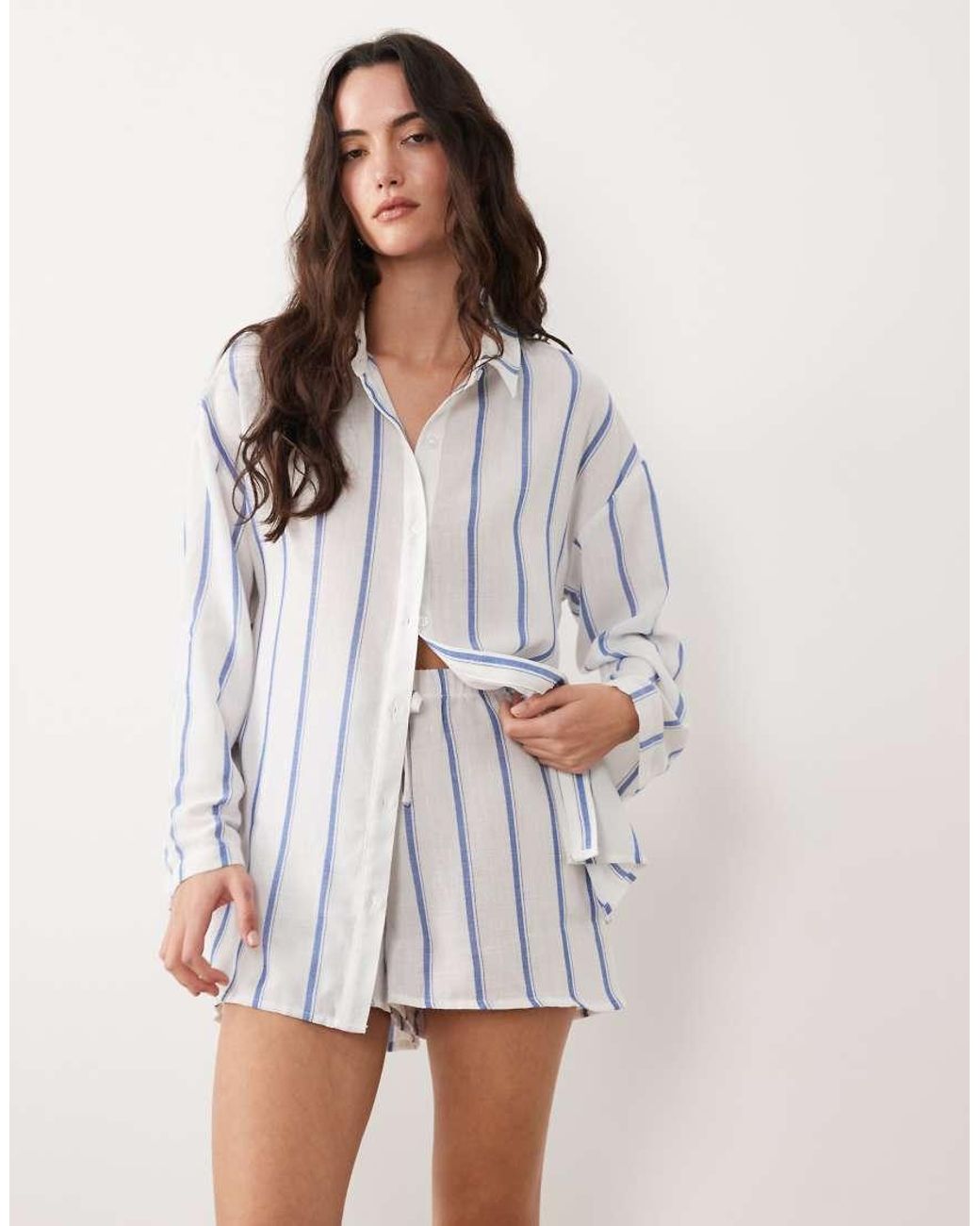 New Look Natural Co-Ord Striped Beach Short