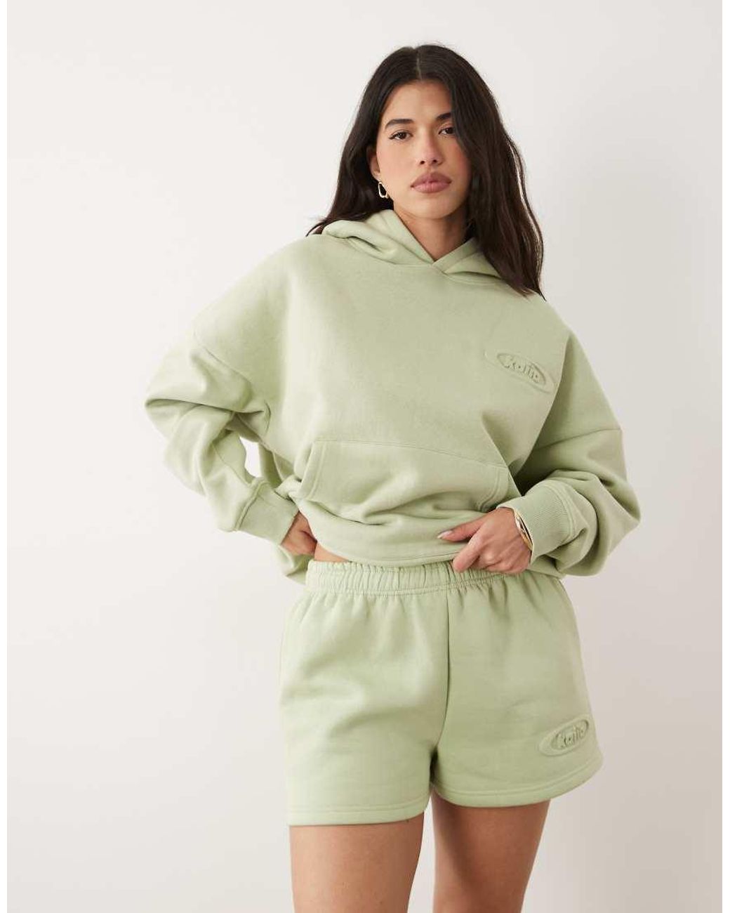Kaiia Green Studio Embossed Logo Mini Shorts