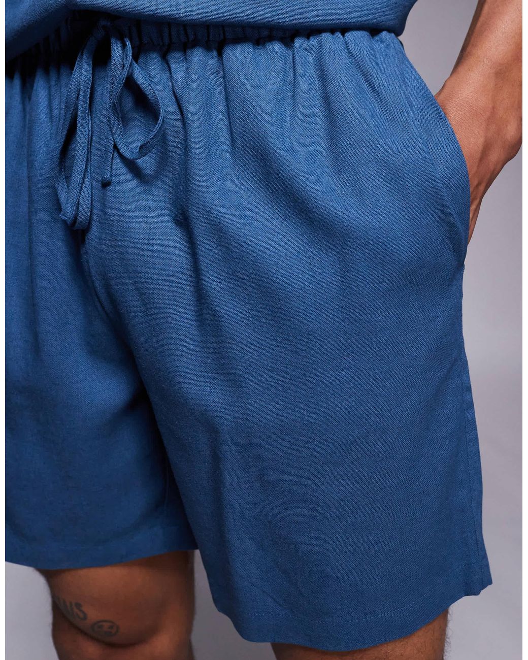 South Beach Blue Drawstring Beach Shorts for men
