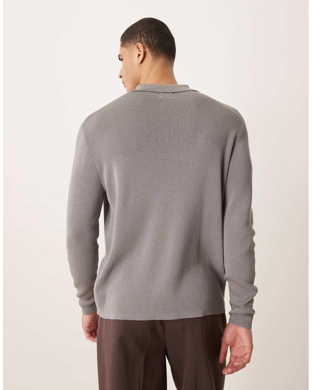 ASOS Gray Relaxed Knit Polo for men