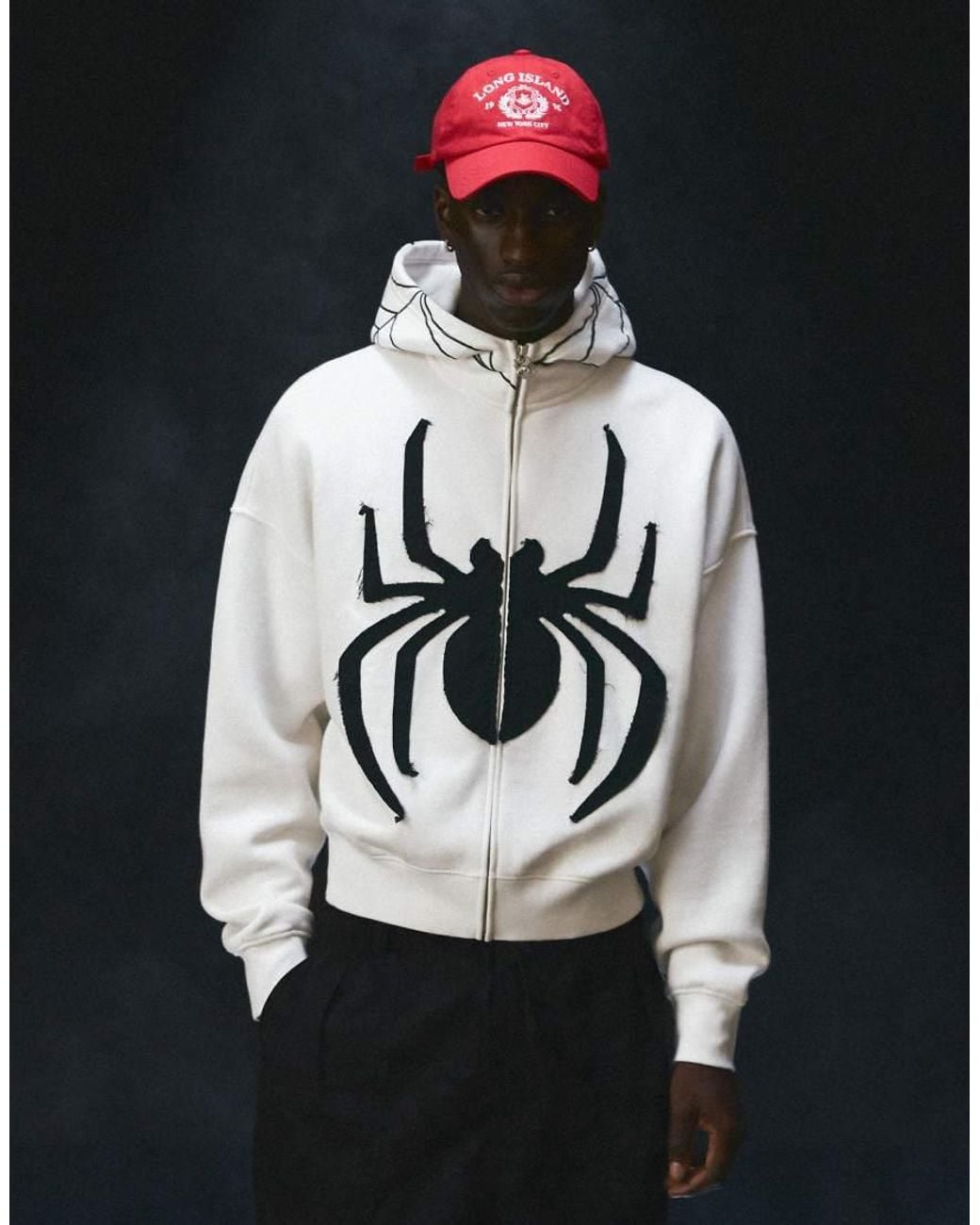 Bershka Gray Spider-man Zip-up Sweatshirt With Hood for men