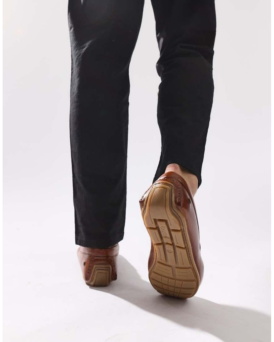 Base London Brown Collins Driver Loafers for men