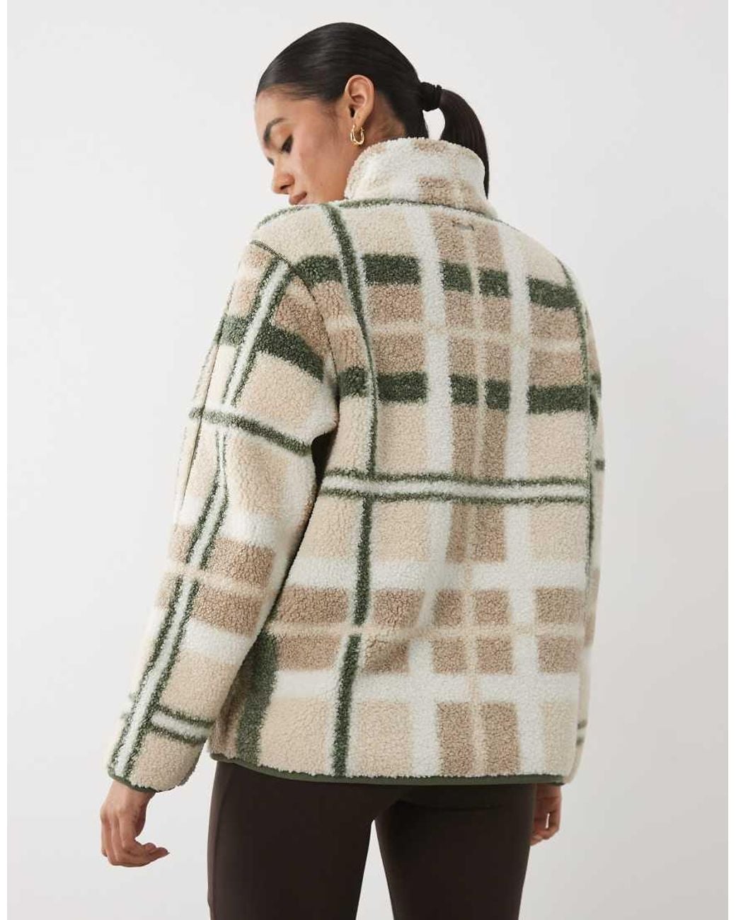 Sweaty Betty Natural Plush Fleece Contrast Zip Up Jacket