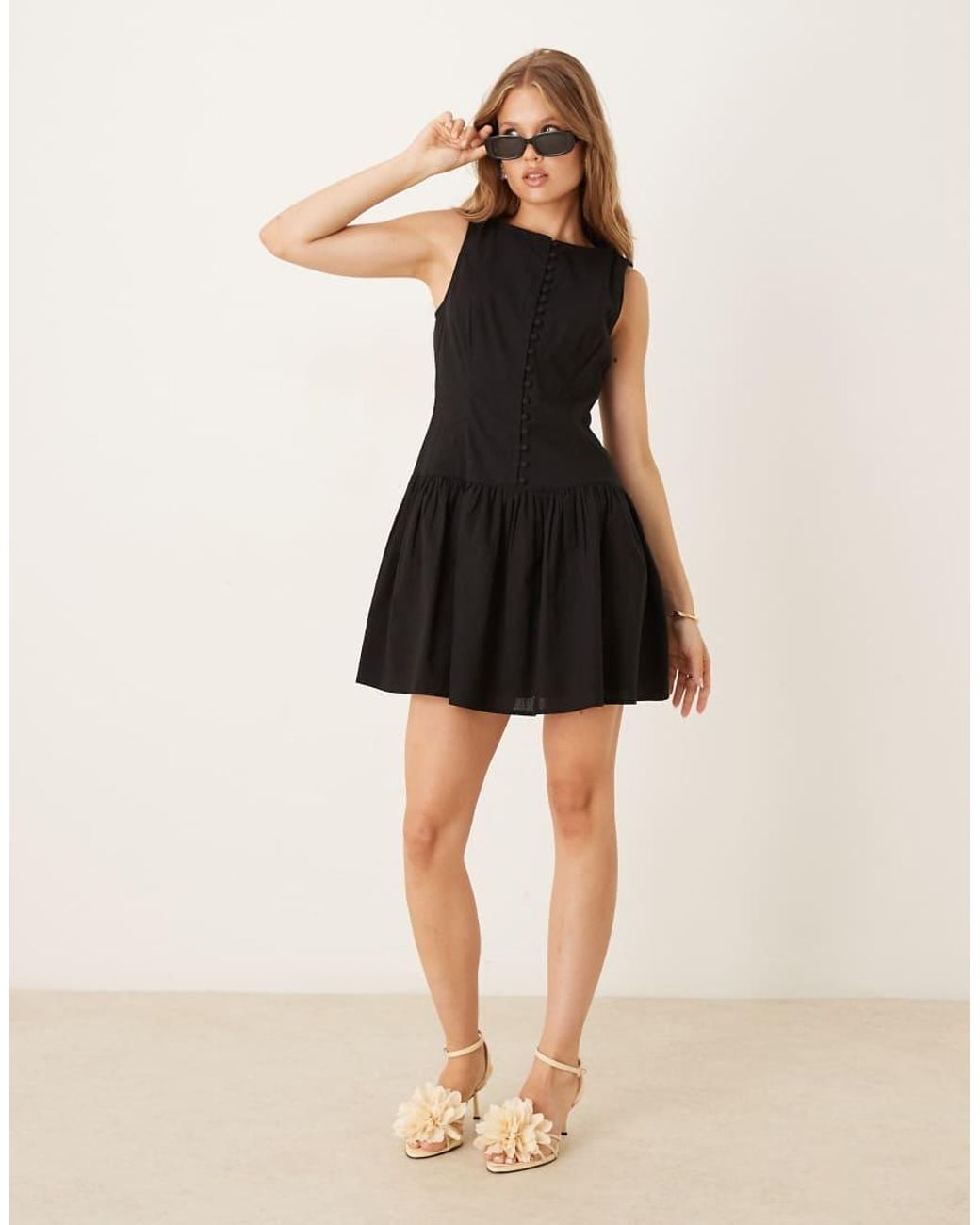 Nobody's Child Claudia Tailored Drop Waist Mini Dress in Black | Lyst UK