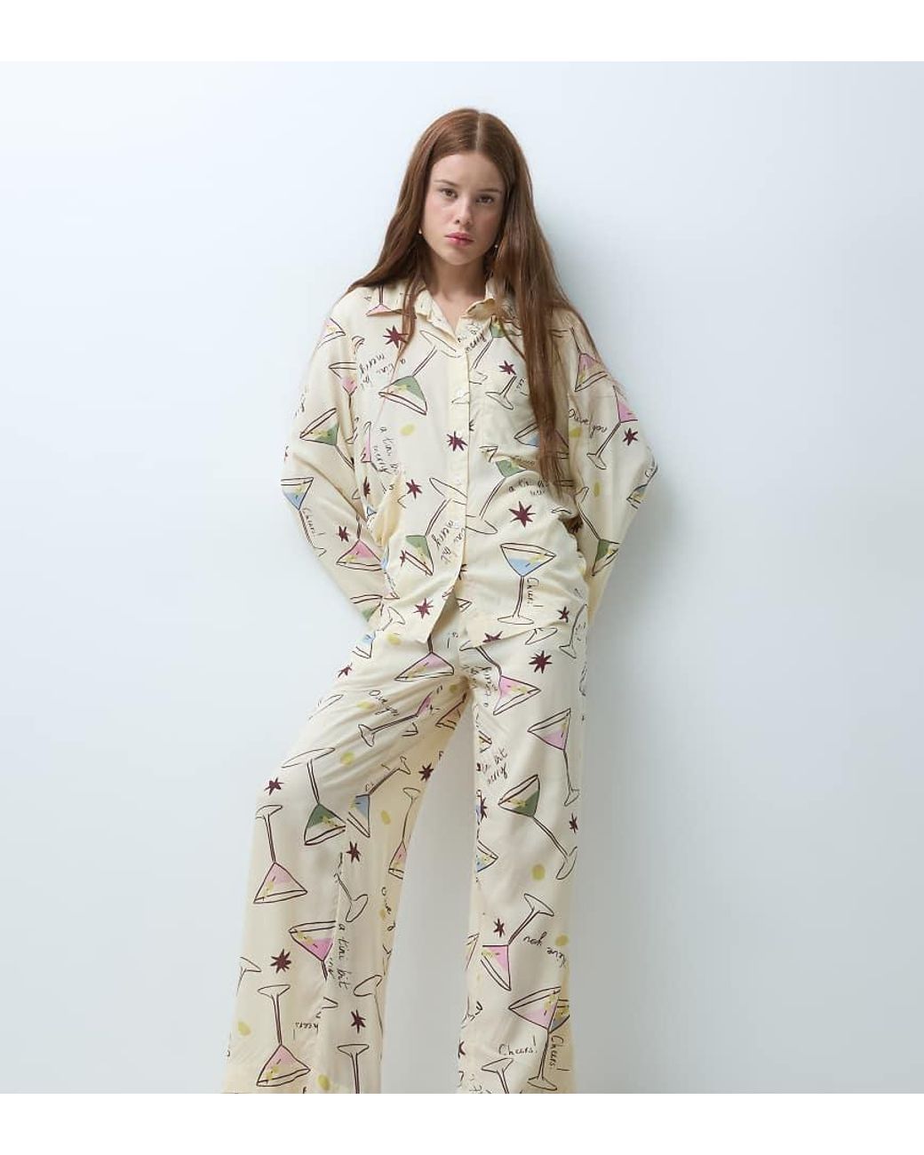 ASOS White Asos Design Petite Woven Modal Long Sleeve Pyjama Set