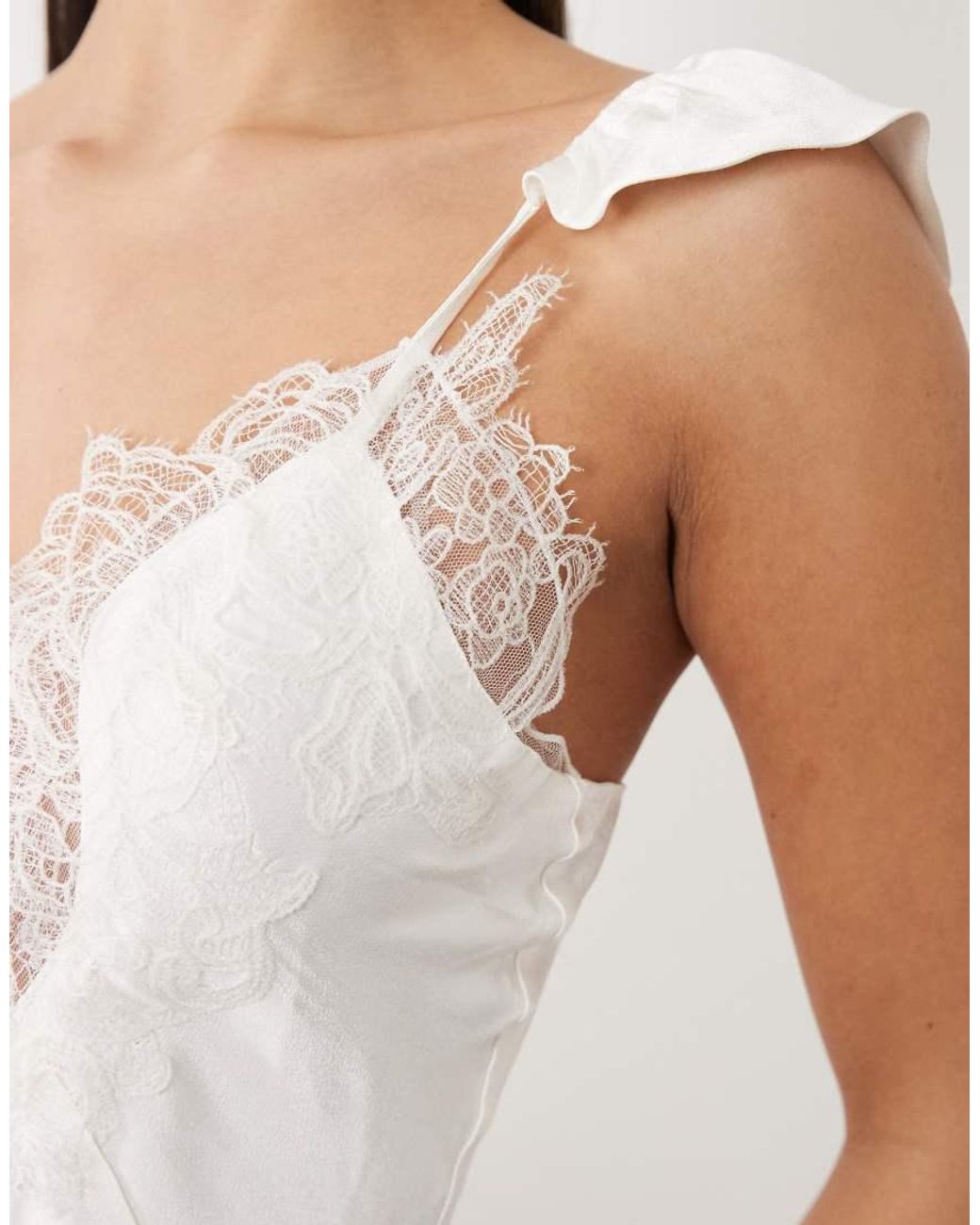 Bardot White Ivy Lace Detailing V-neck Frill Strap Camisole Top