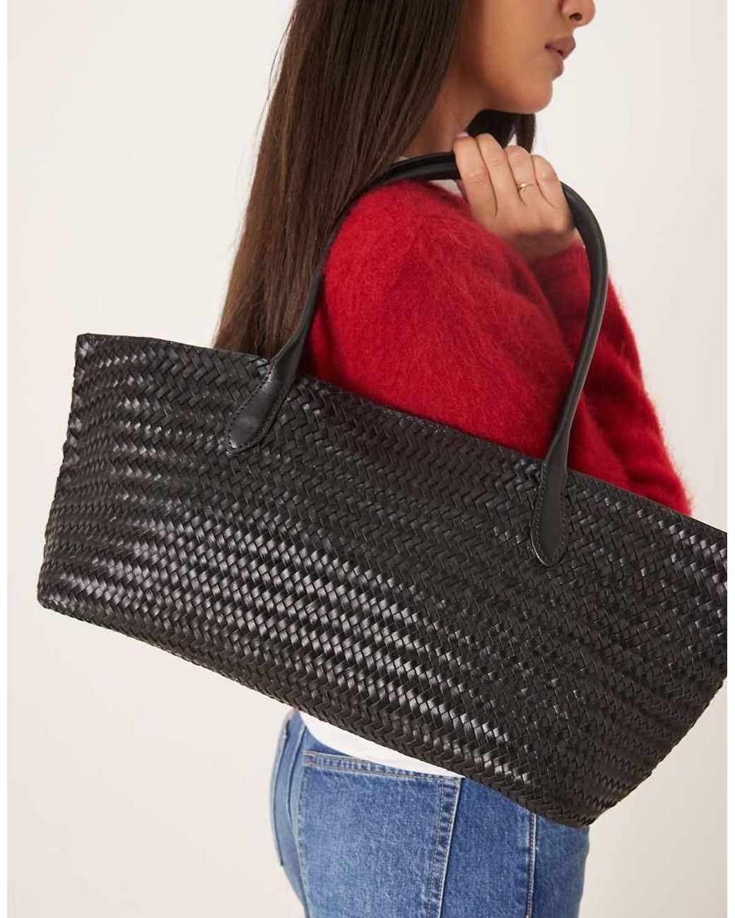 Mango Blue 100% Leather Large Shopper Bag