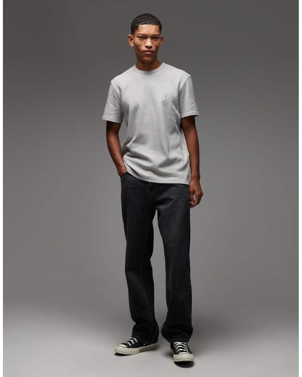 AllSaints Gray Ellis Crew Neck T-shirt for men