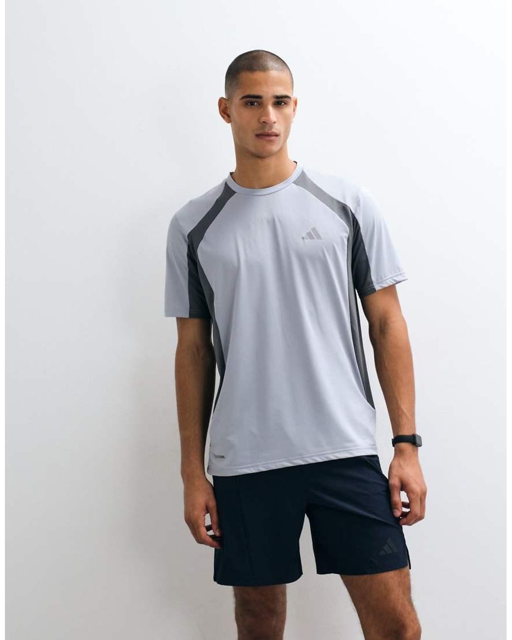 Adidas Originals Gray Adidas Training Tech Colourblock T-Shirt for men
