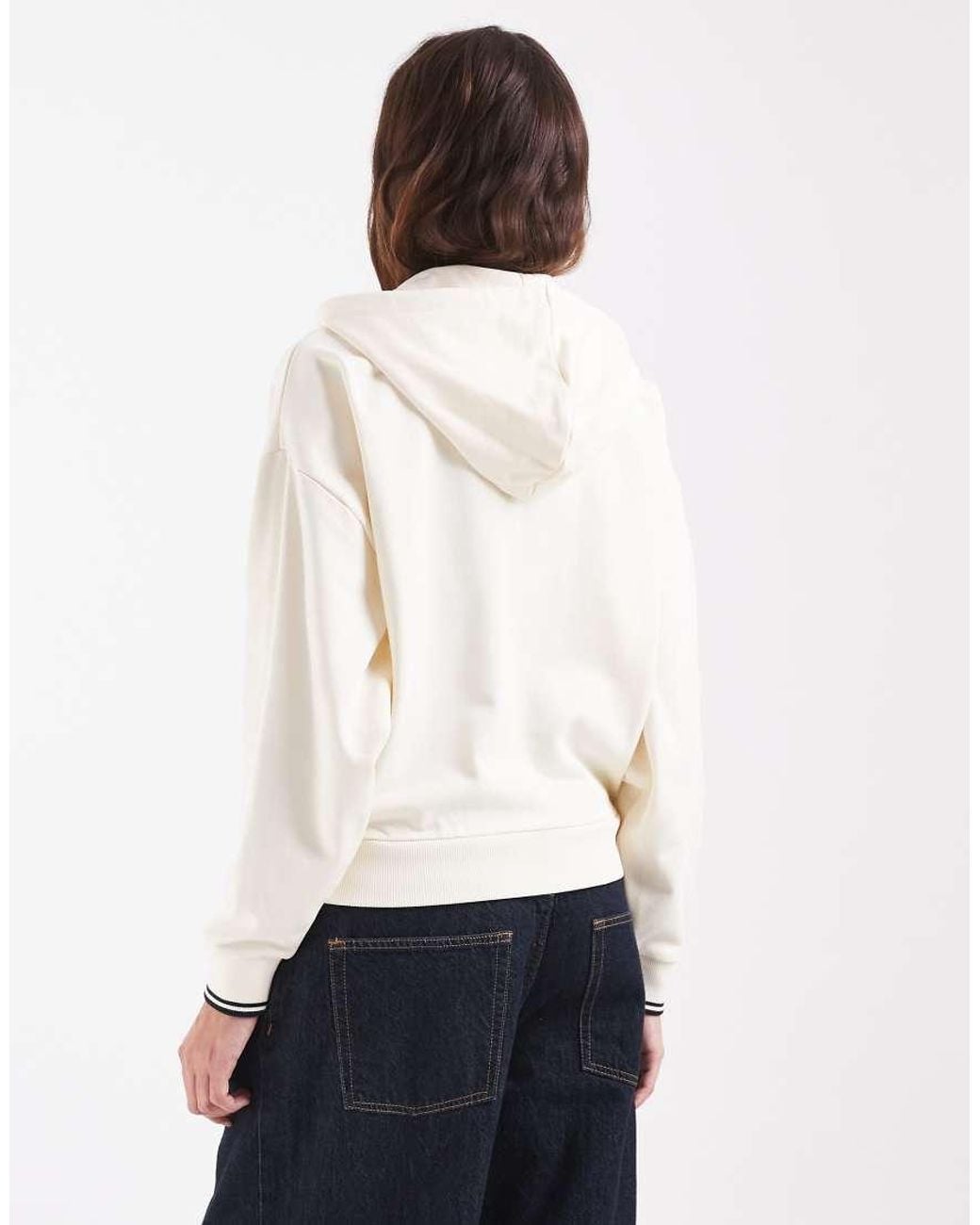 Fred Perry Natural Zip Through Tipped Logo Hoodie