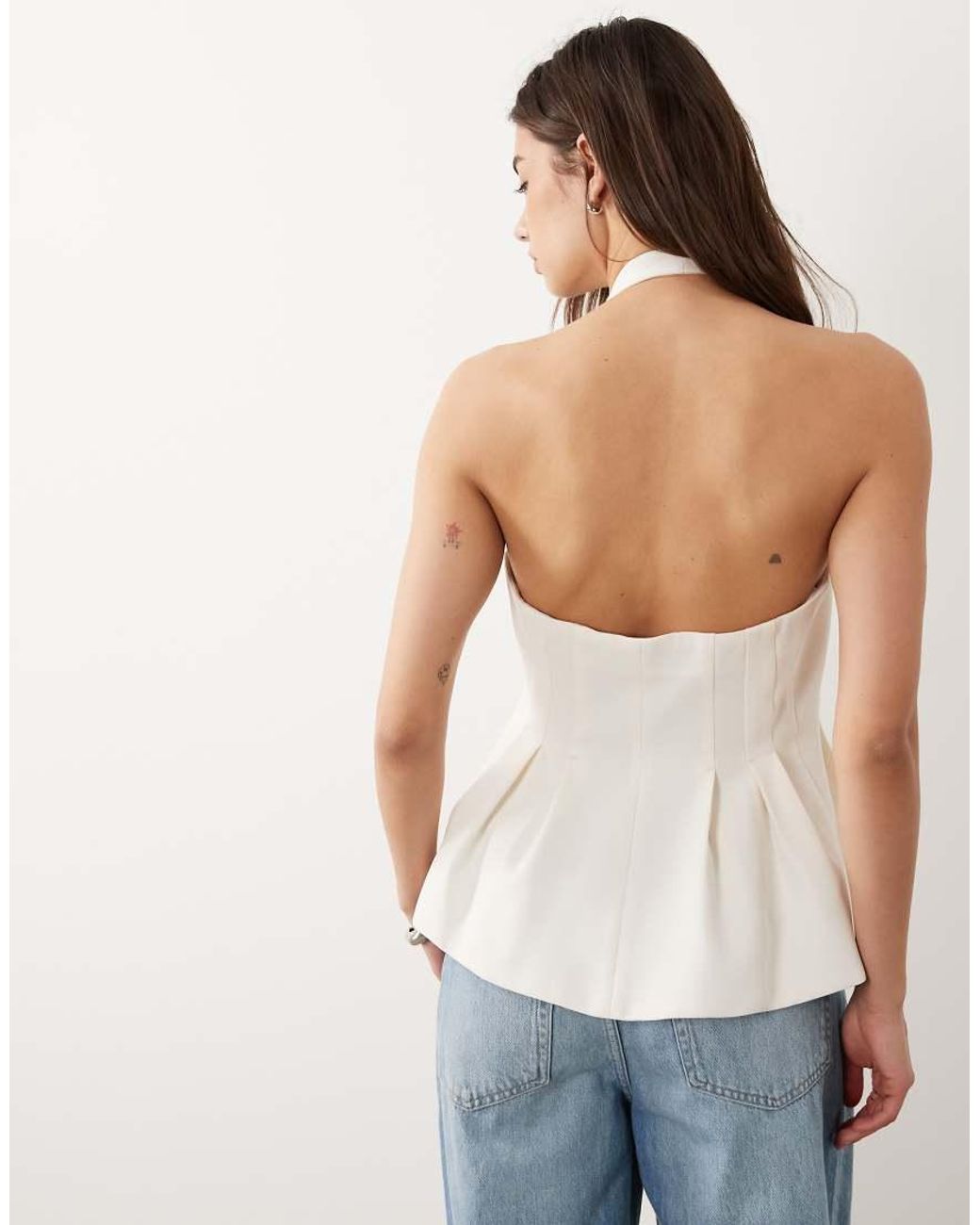 Mango Blue Iguana Tailored Halterneck Top