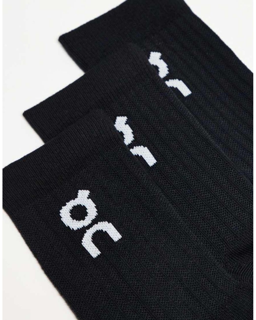 On Shoes Black 3 Pack Logo Crew Socks