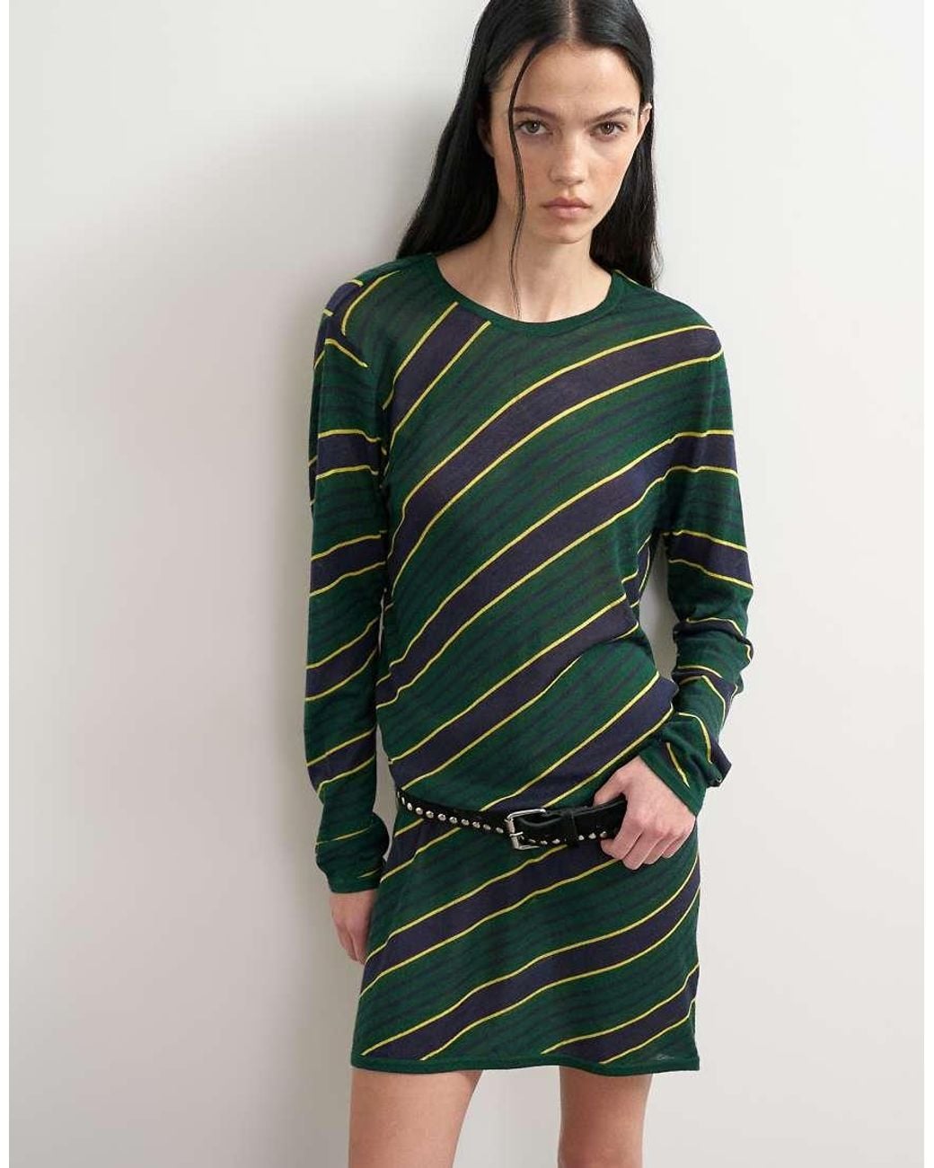 TOPSHOP Green X Talia Byre Semi Sheer Merino Wool Cowl Back Dress
