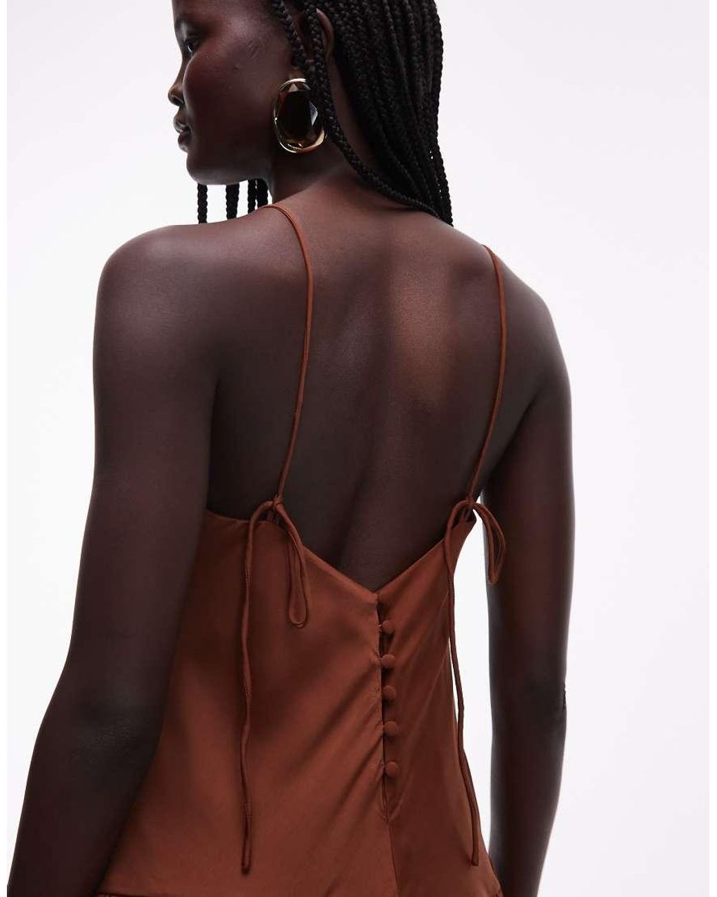 ASOS Brown Bias Cut Midaxi Dress With Bubble Skirt