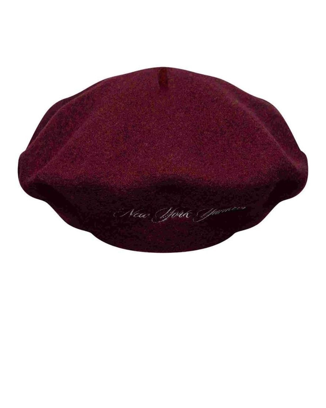 KTZ Red Ny Yankees Midi Logo Womens Wool Beret