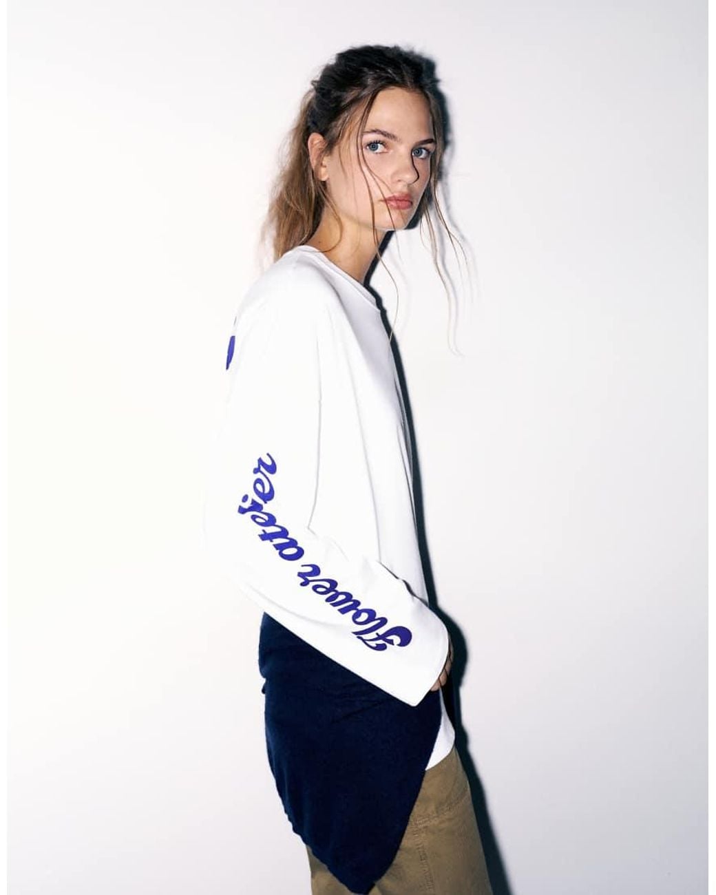Pull&Bear Blue Stwd Flower Graphic T-Shirt