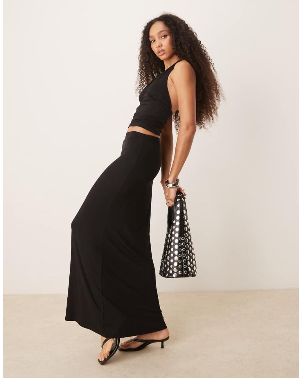 Gina Tricot Natural Jersey Maxi Drapey Skirt