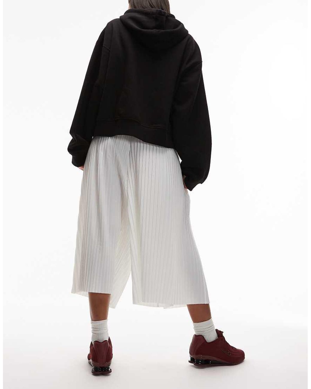 Nike White Mid Rise Pleated Culottes
