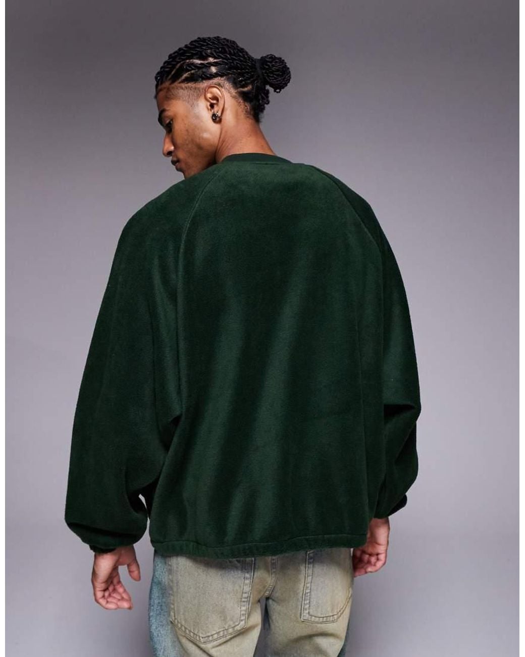 ASOS Green Extreme Oversized Fleece Sweatshirt With Raglan Sleeve for men