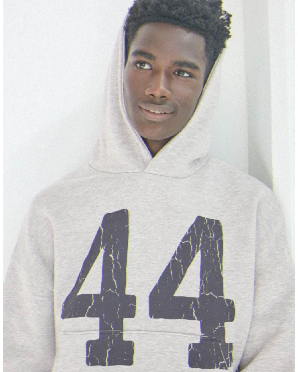 Bershka Gray Washed Effect Print Hoodie for men