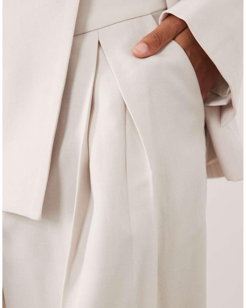 JW PEI Natural Tailored Pleat Detail Wide Leg Pants
