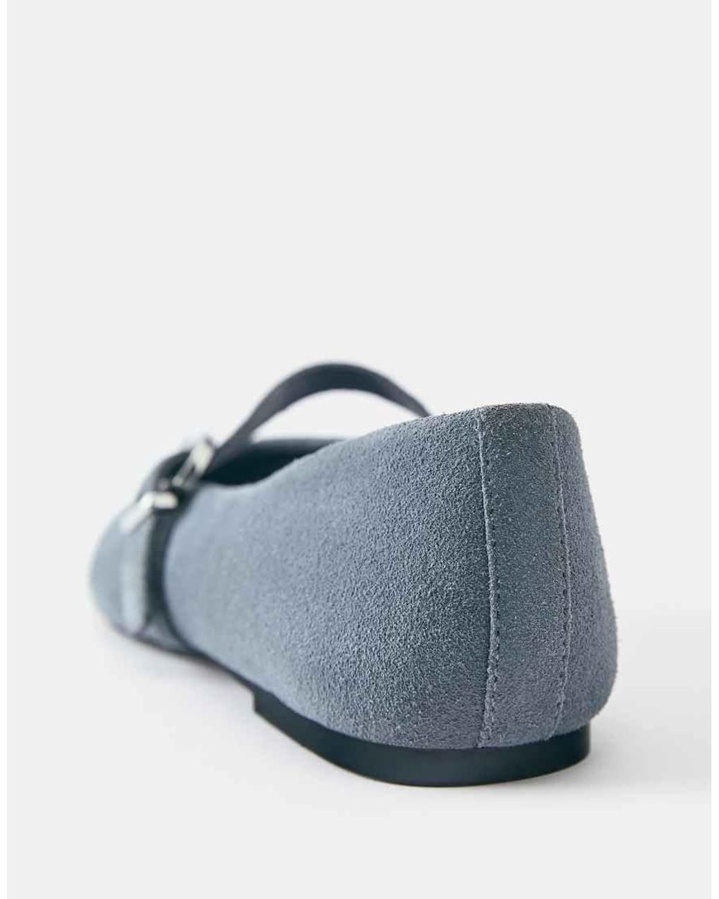 Pull&Bear Blue Leather Ballerinas