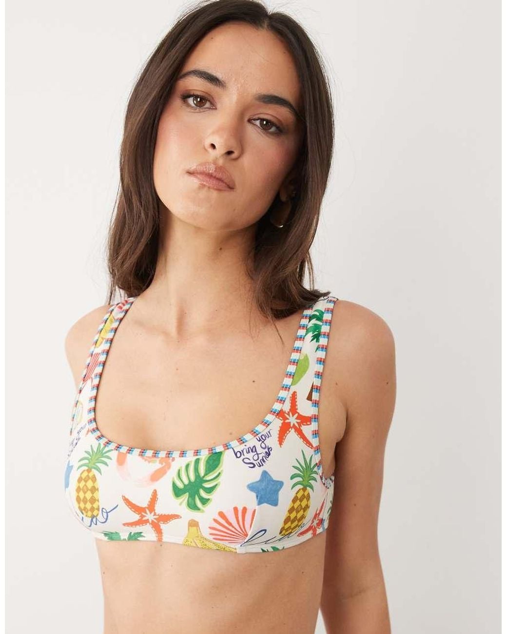 ASOS Natural Luna Mirissa Scoop Crop Bikini Top