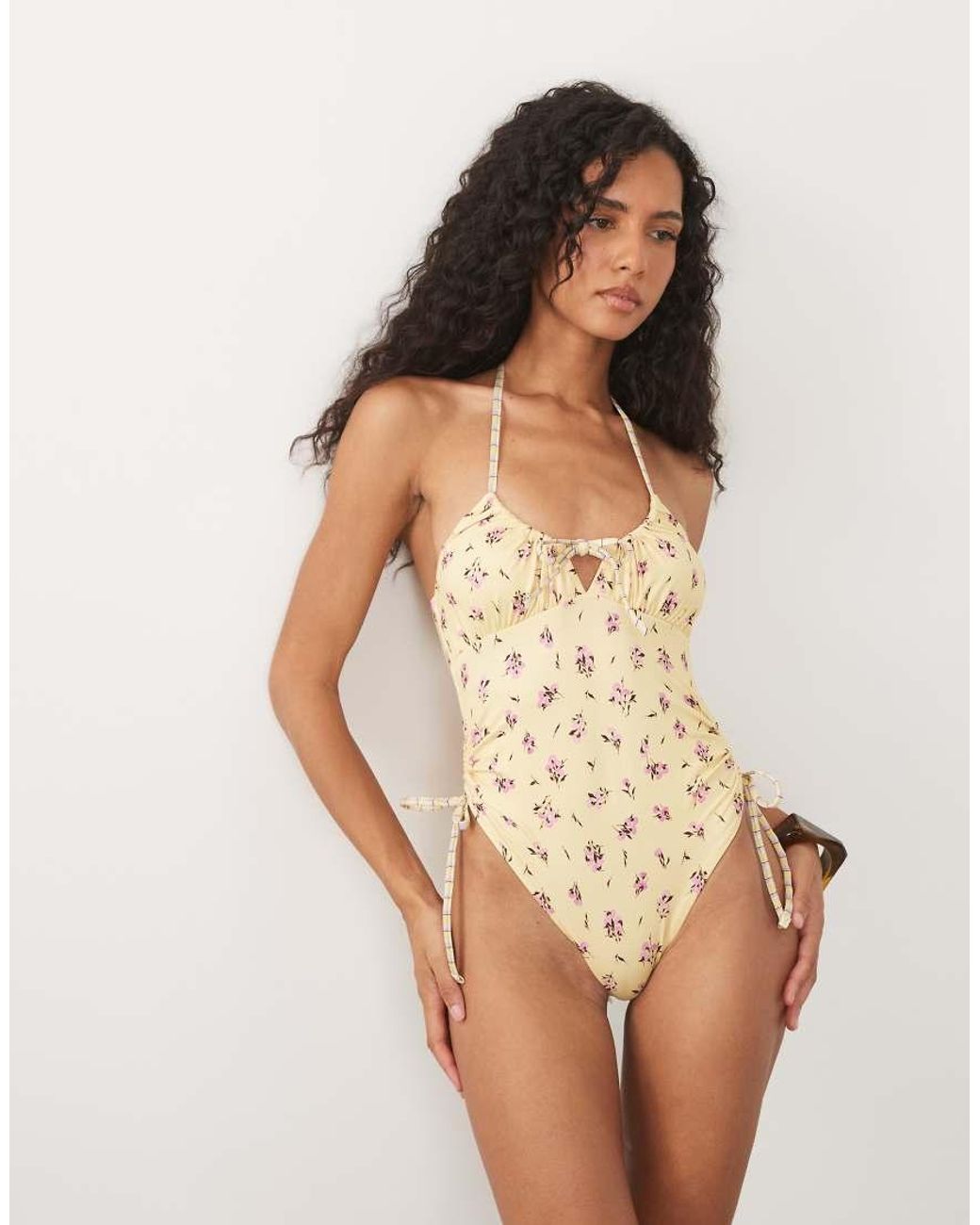 ASOS Yellow Imogen Check Swimsuit