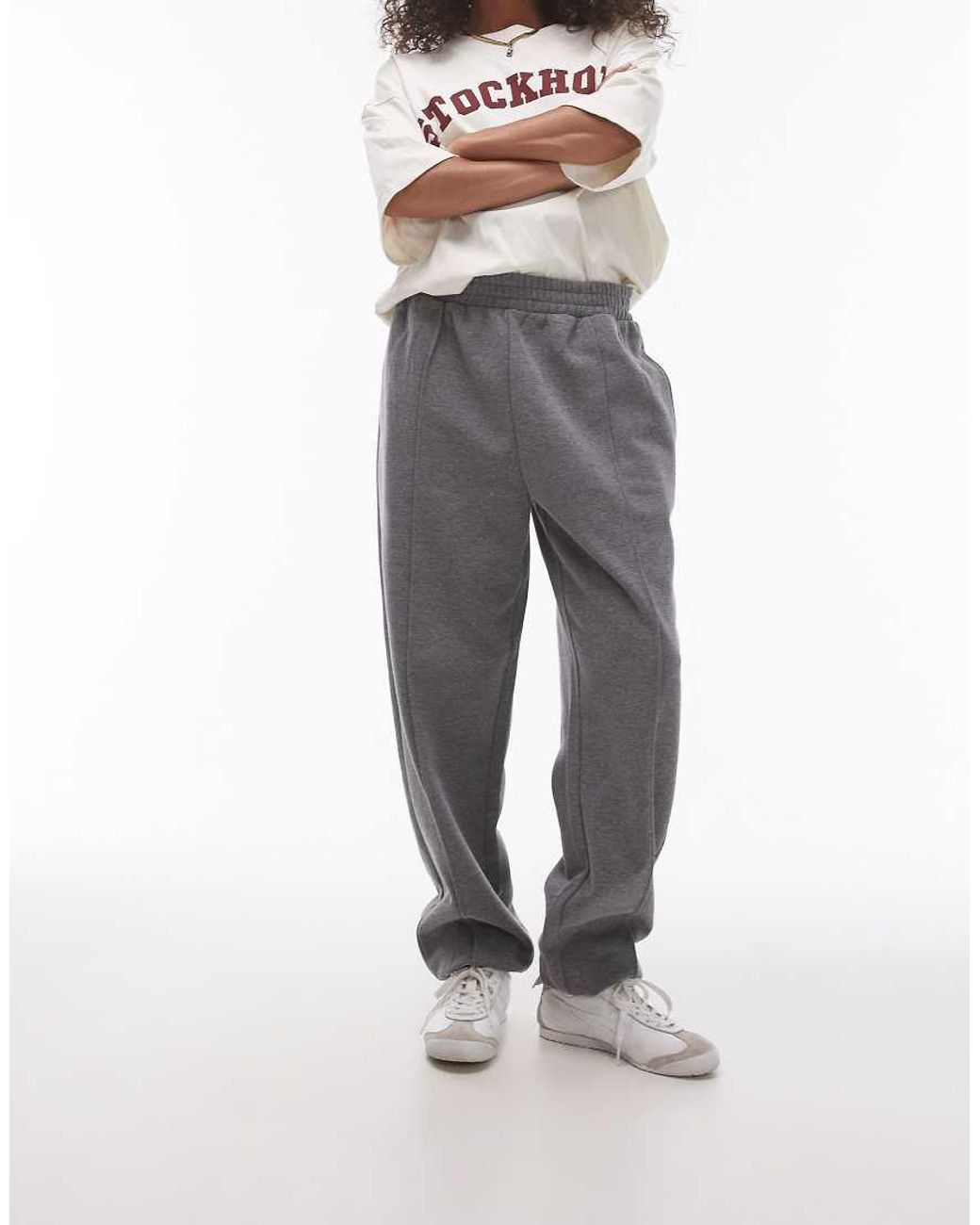 TOPSHOP Pinktuck Cuffed Jogger in Grey Lyst UK