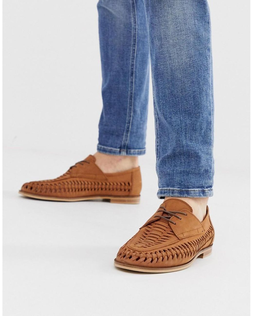 Woven lace up shoes sale