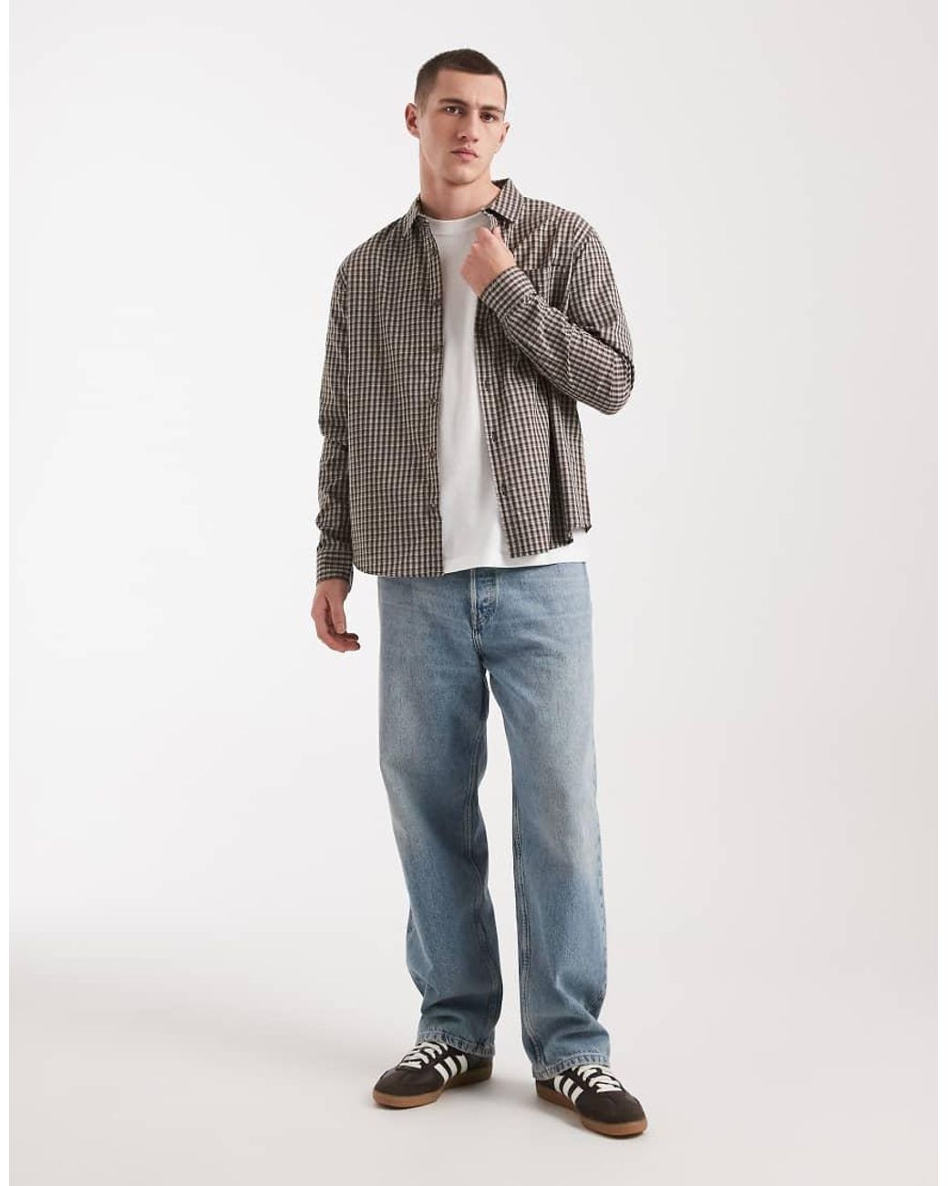 Cotton On Brown Long Sleeve Shirt for men