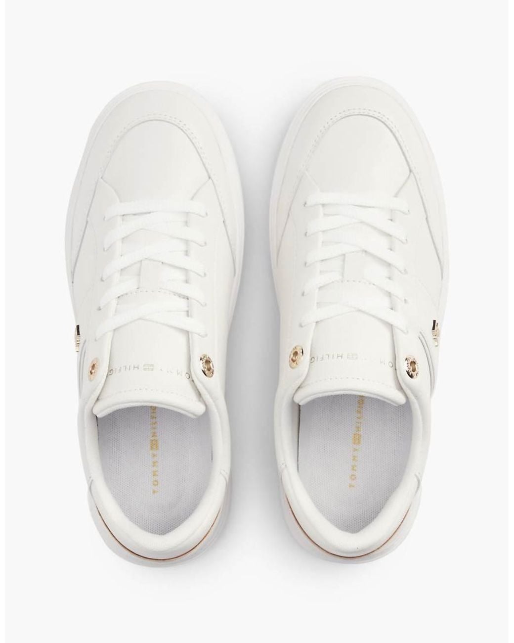 Tommy Hilfiger Natural Pebble Grain Leather Cupsole Trainers