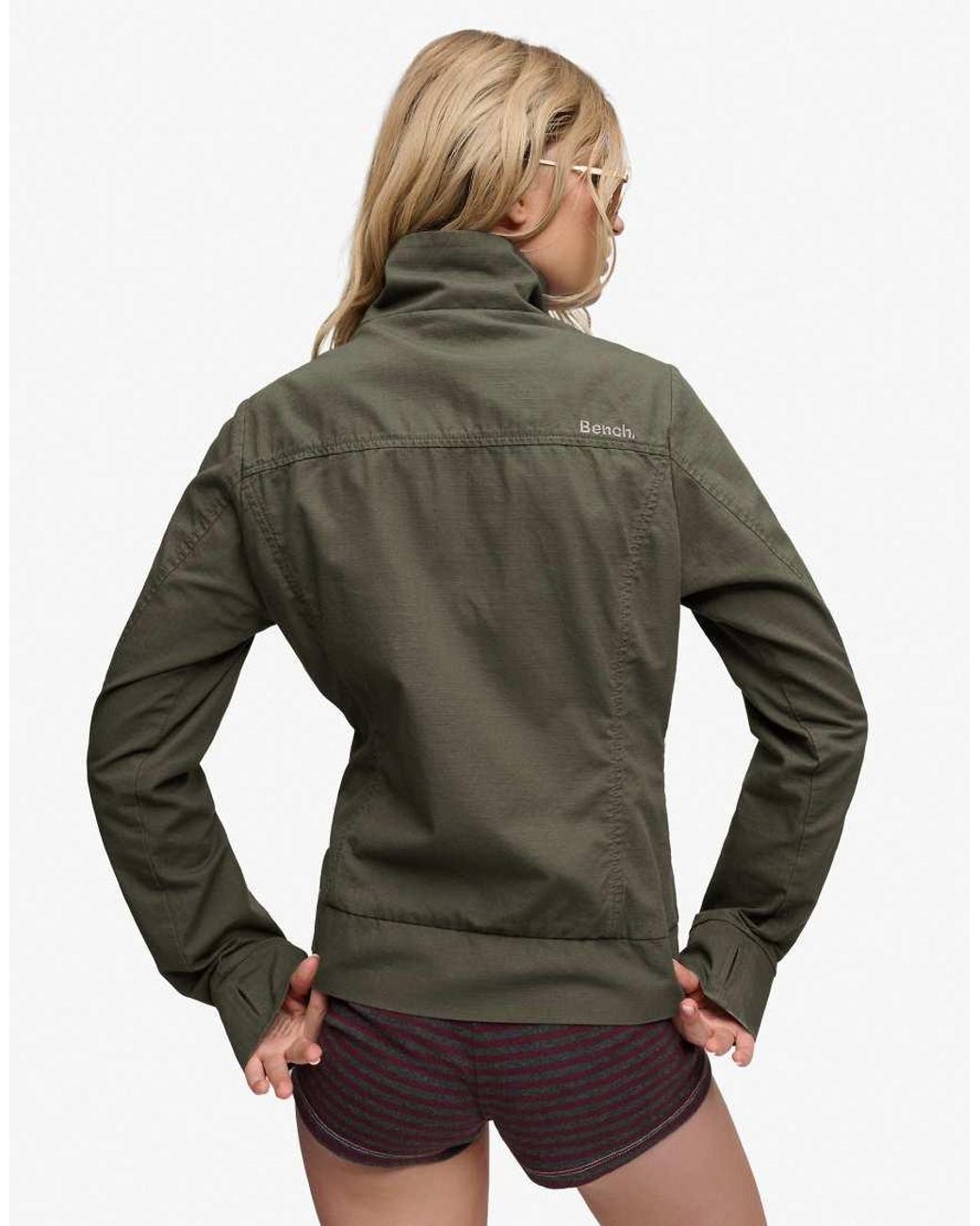 Bench x Superdry & Co Green Double Zip Funnel Ripstop Jacket