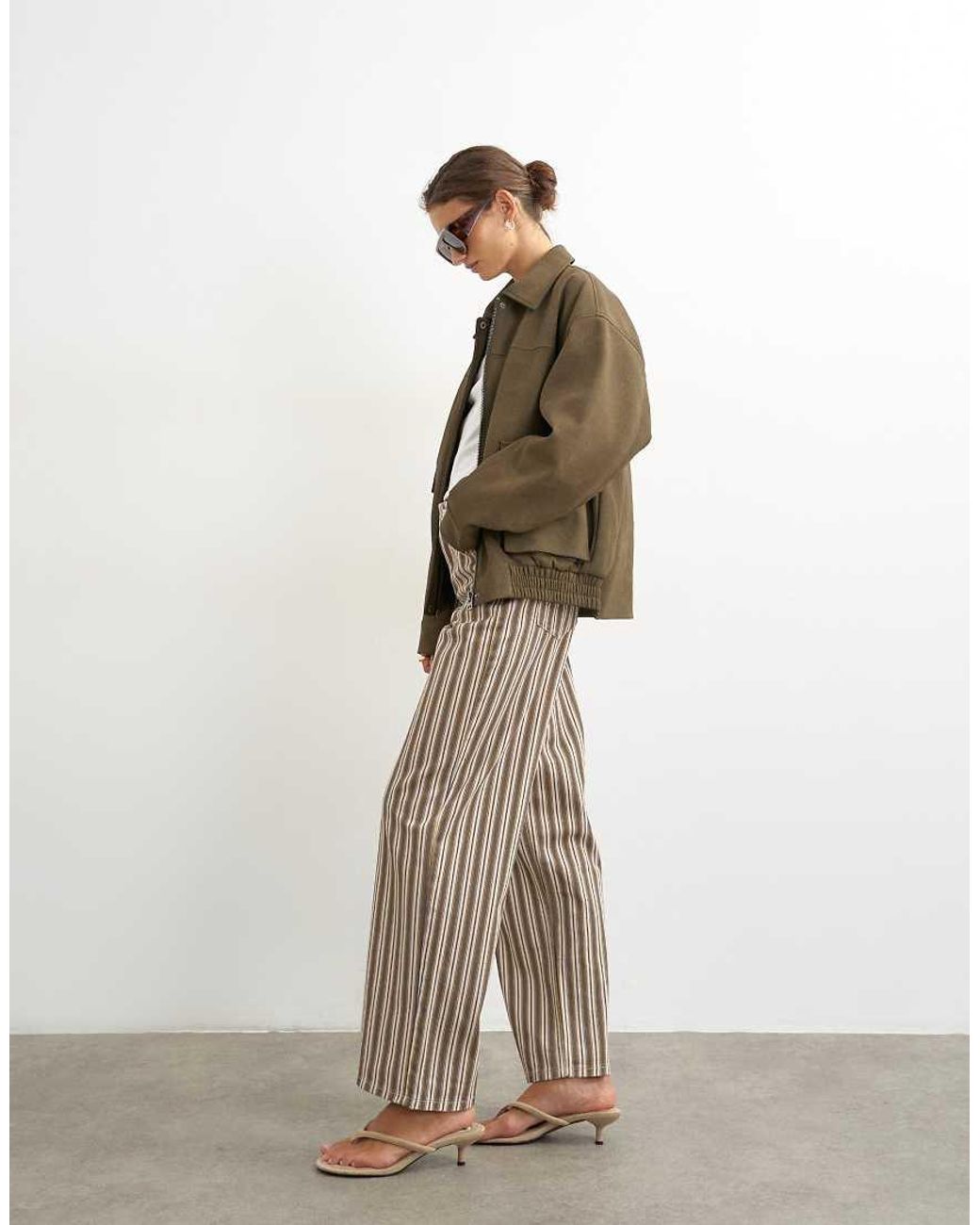 TOPSHOP Brown Faux Leather Oversized Bomber Jacket