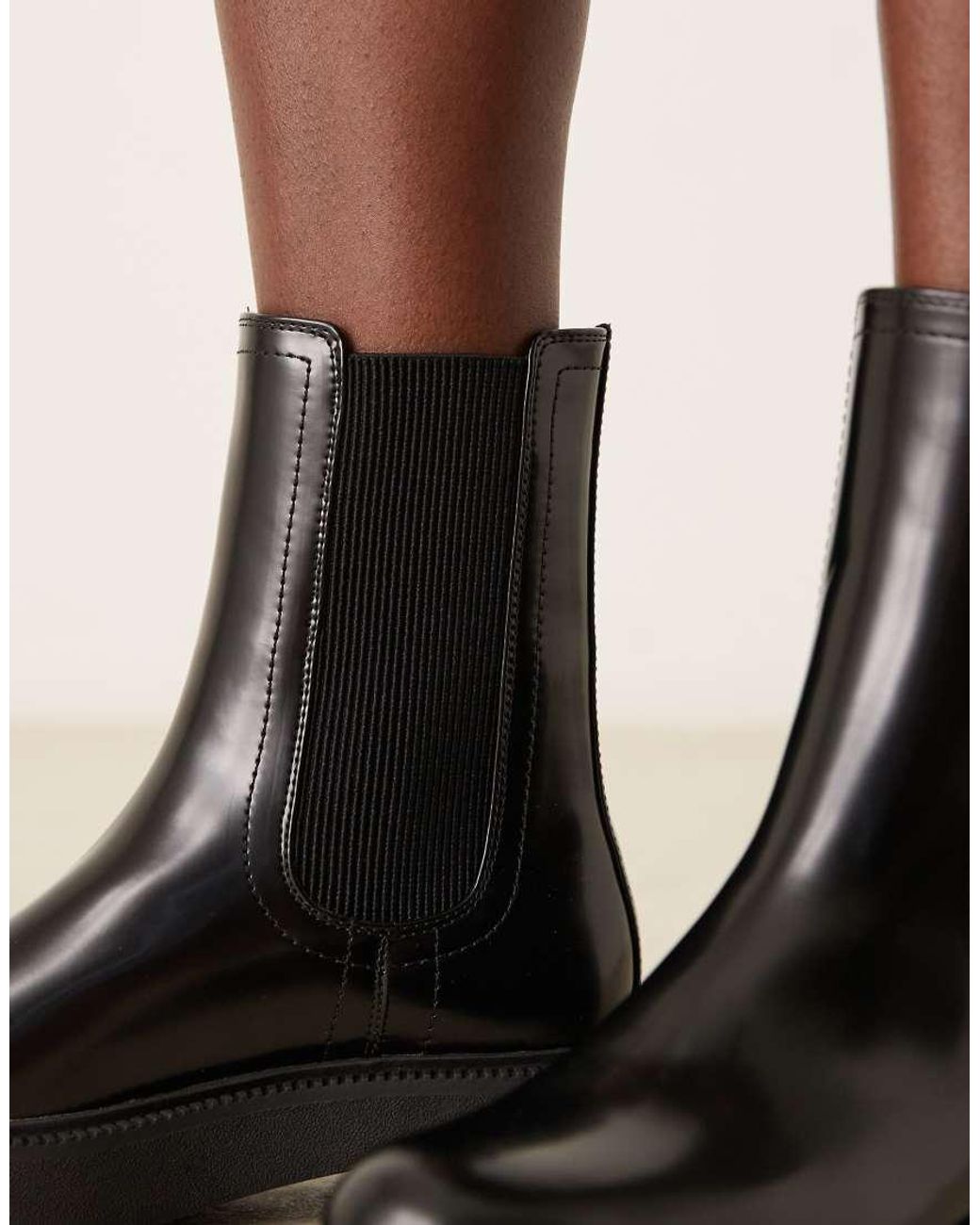 ASOS Black Andy Flat Chunky Chelsea Boots