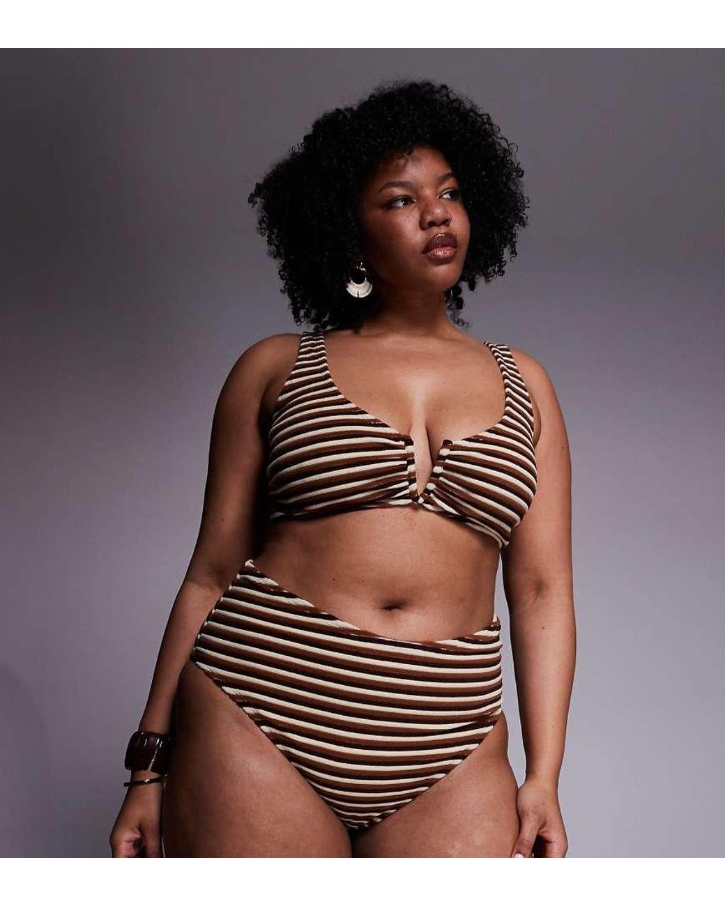 ASOS Brown Asos Design Curve Tori Towelling Bikini Shorts