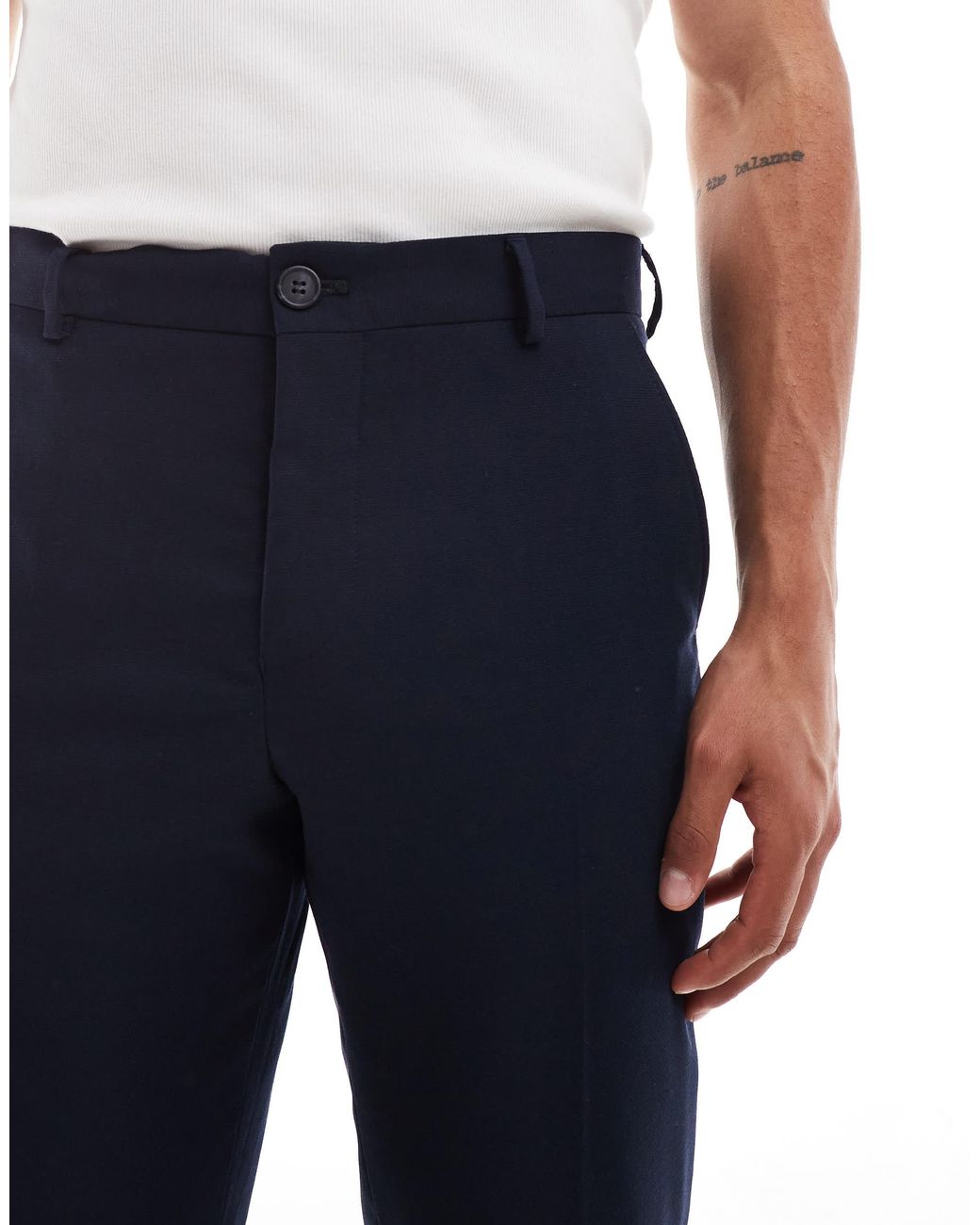 SELECTED – schmal geschnittene hose aus wollmix in Blue für Herren