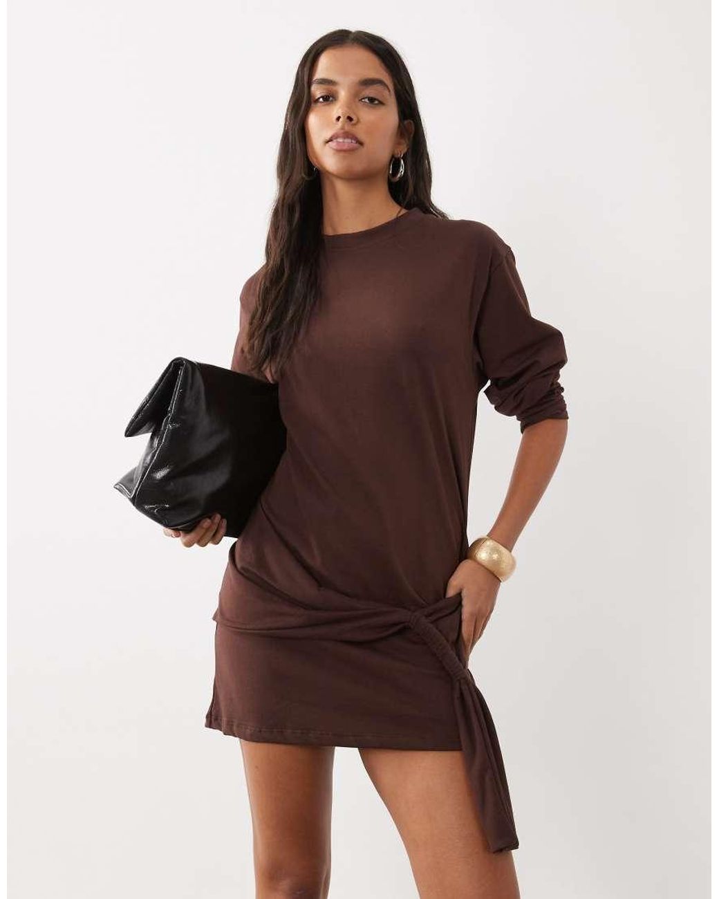 ASOS Brown Sarong T-shirt Dress