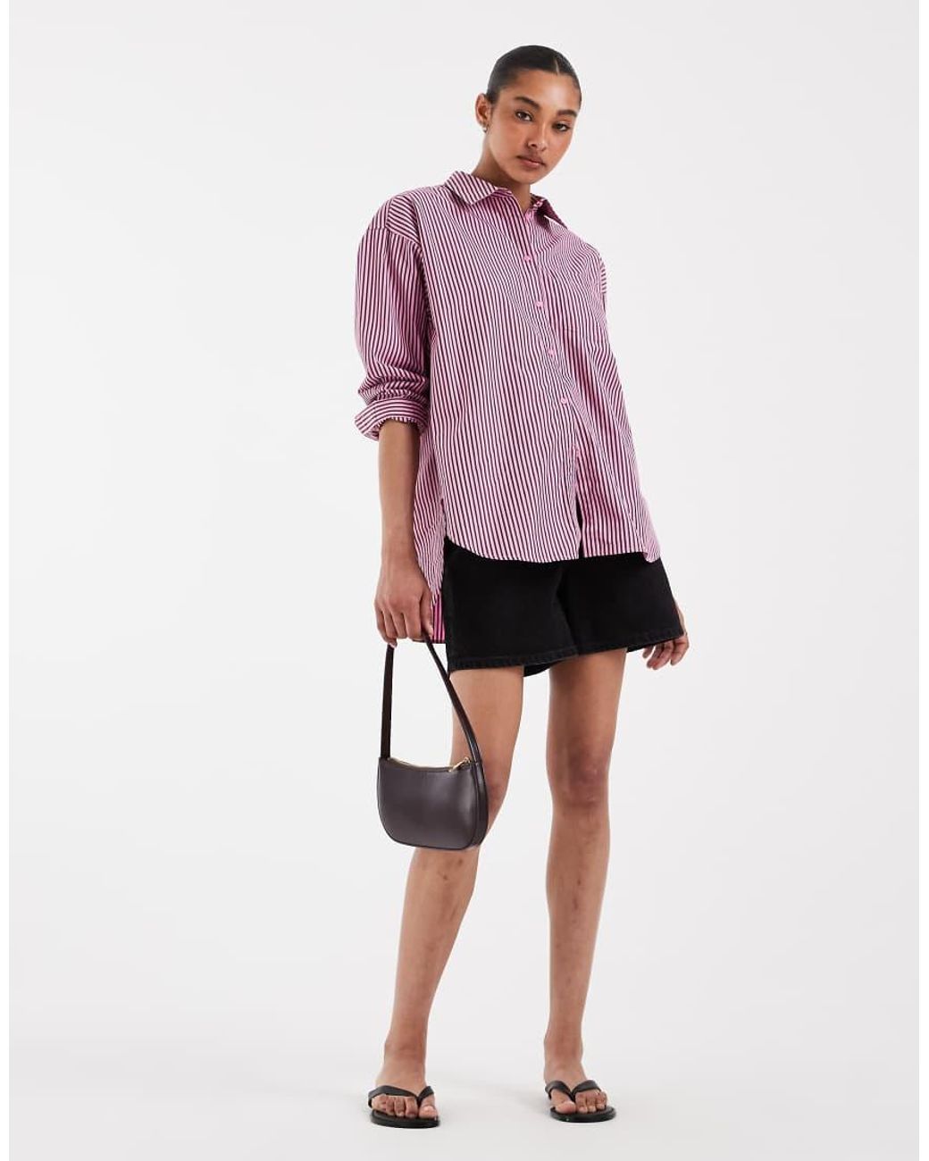 JJXX Purple Jamie Oversized Striped Poplin Shirt