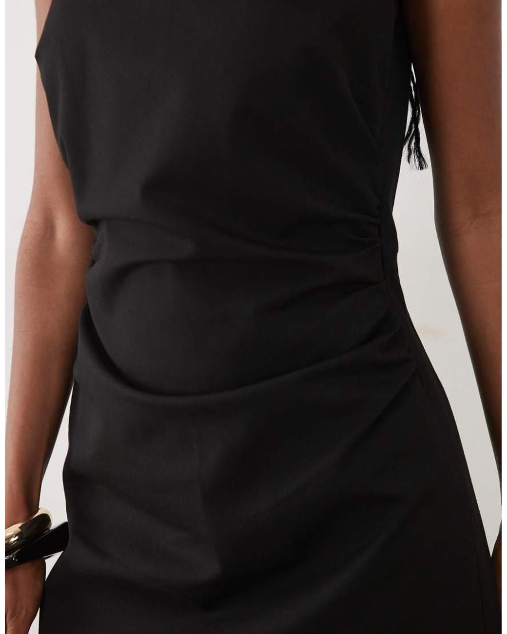 Abercrombie & Fitch Black Square Neck 90s Tailored Mini Dress With Hardware Detail