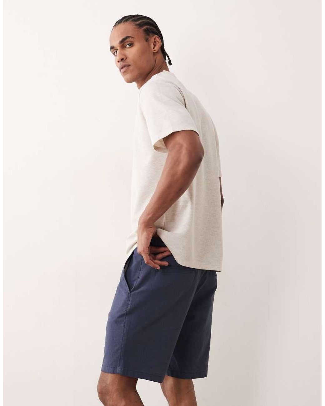Jack & Jones Blue Linen Mix Shorts for men