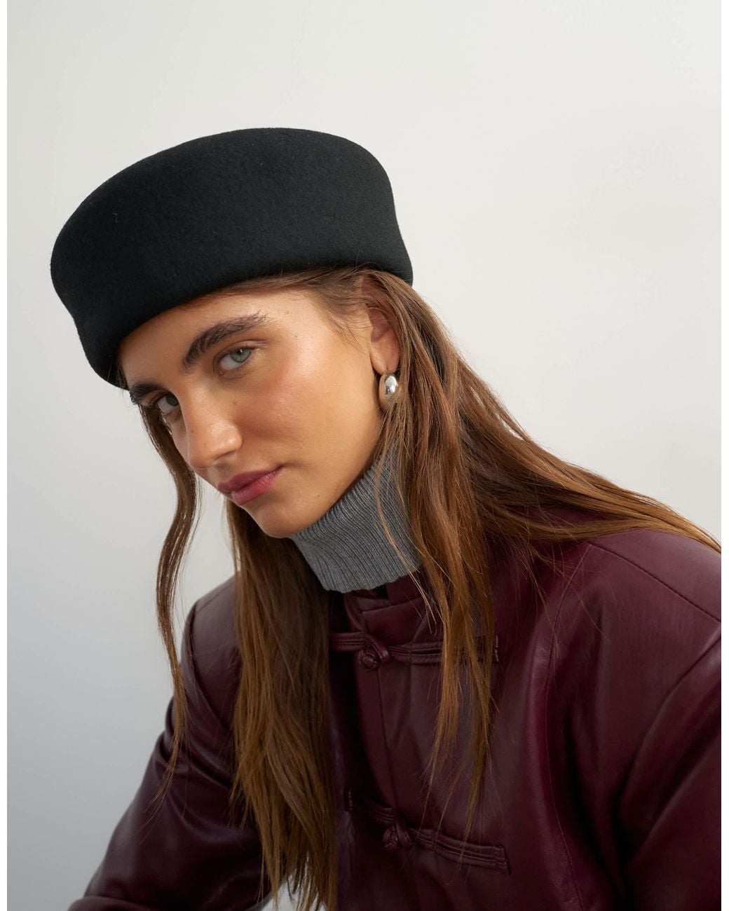 TOPSHOP Black Pillbox Hat