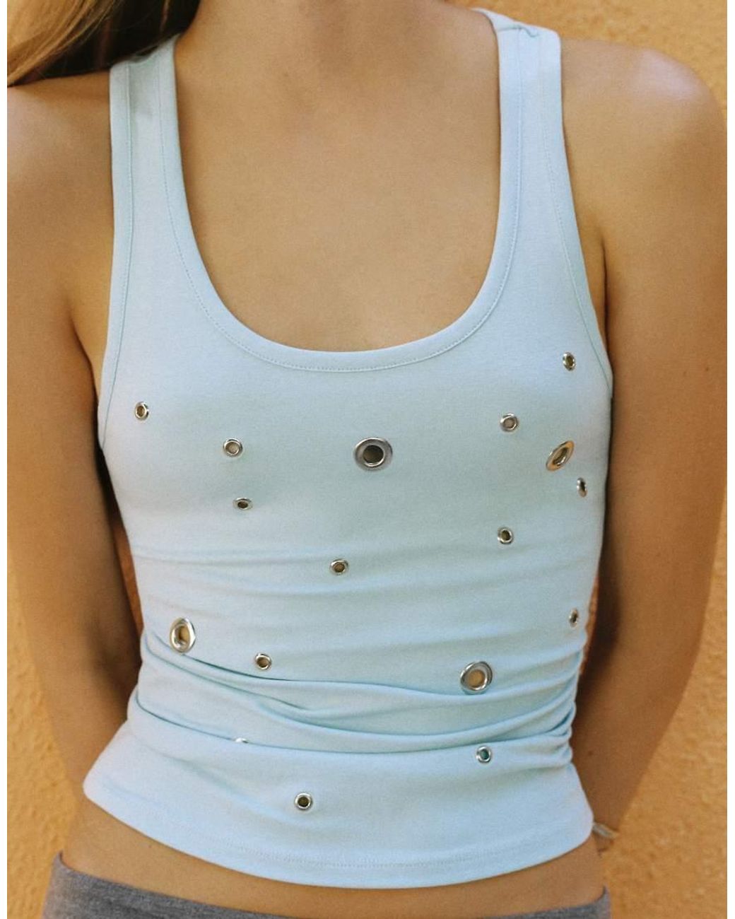 Pull&Bear Blue Eyelet Tank Top